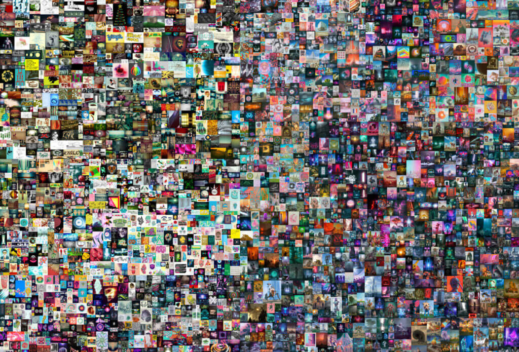 Beschreibung des Bildes, beispielsweise "Collage von Beeple"