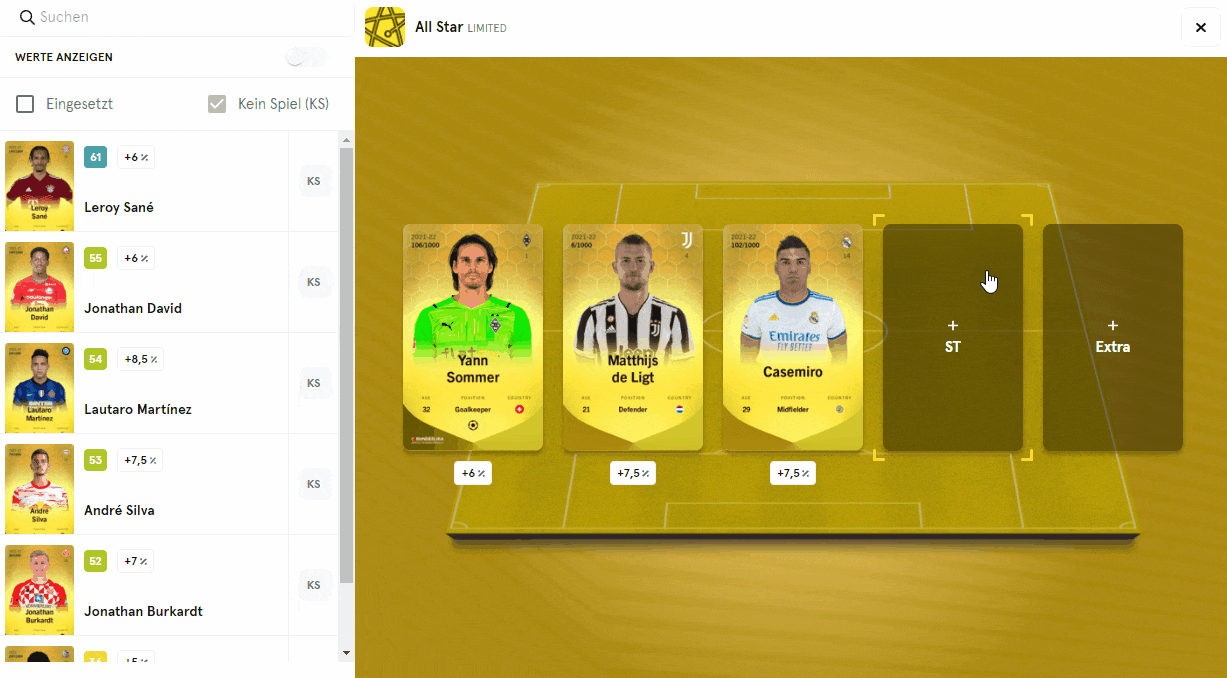 Sorare Lineup Builder