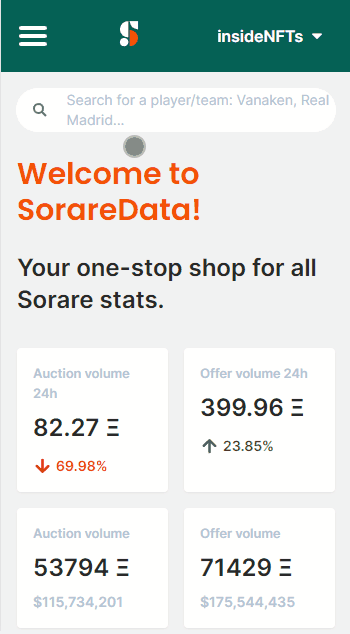 SorareData Laufende Managerangebote mobile