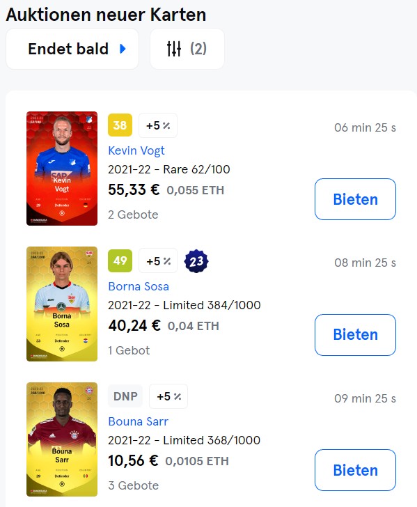 Sorare Karten kaufen