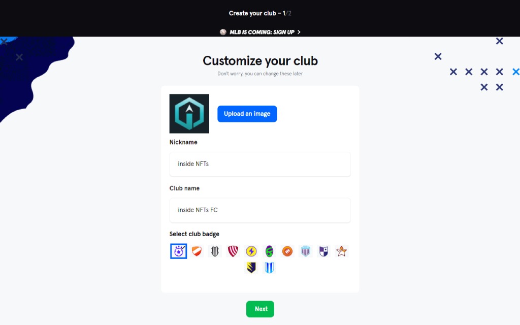 Sorare Onboarding Customize Your Club