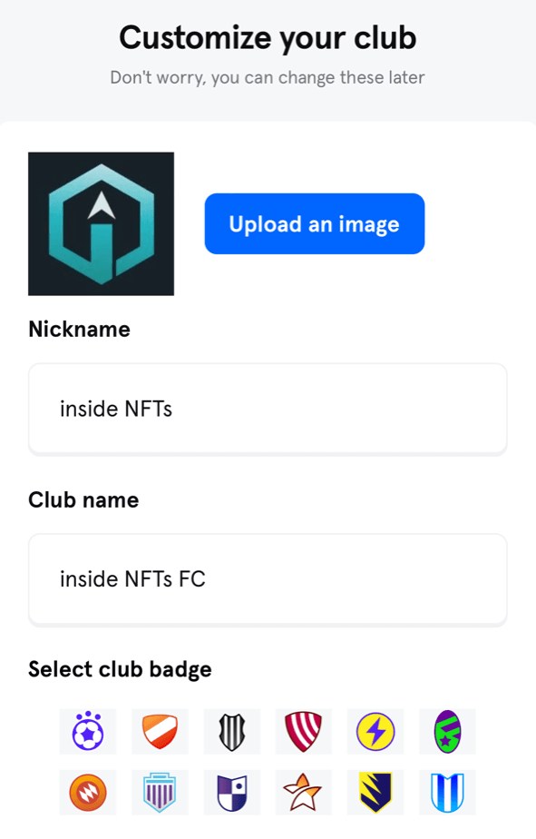 Sorare Onboarding Customize Your Club