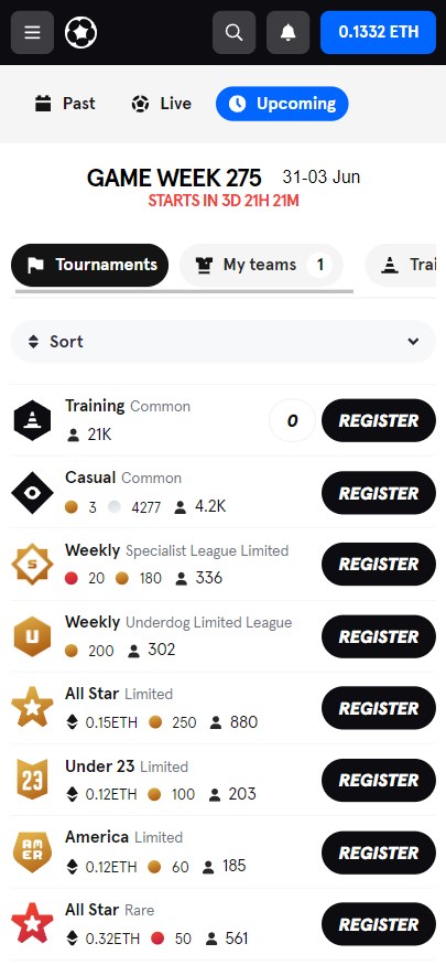 Sorare Tournaments List