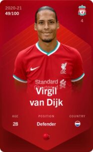 Rare card of Liverpool defender virgil van dijk