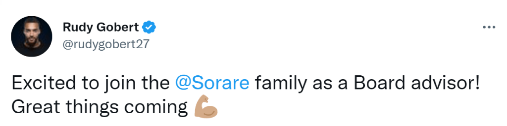 Rudy Gobert tweeted, dass er ein Sorare NBA Board Advisor ist
